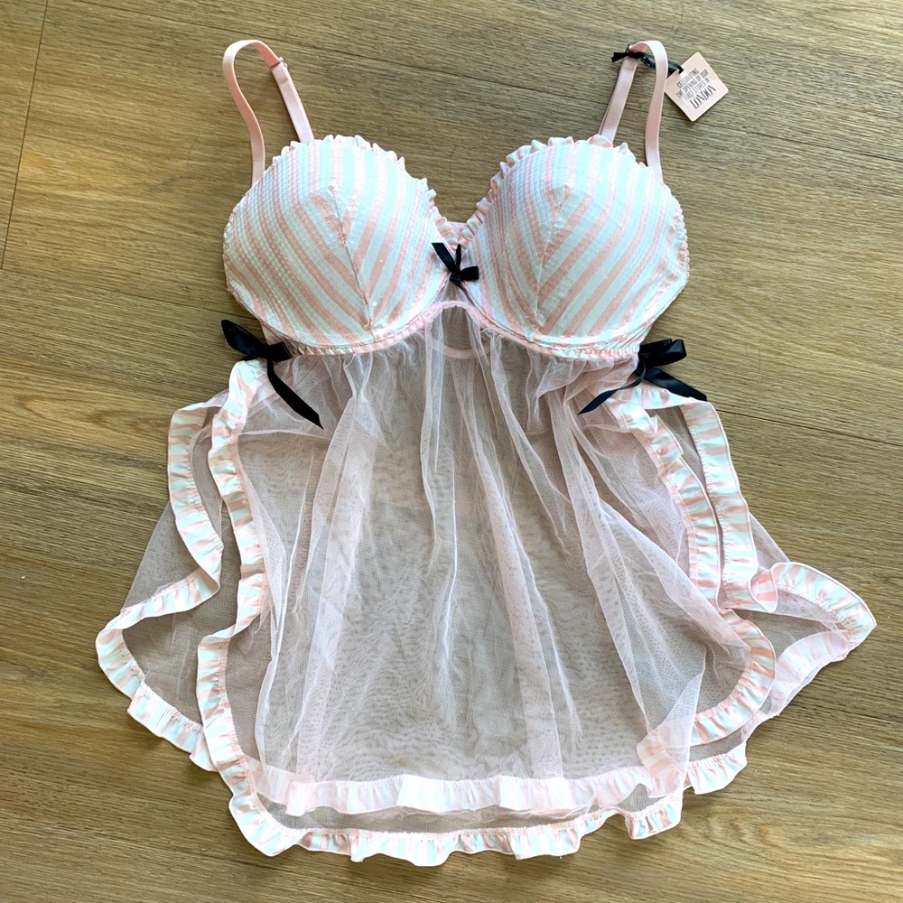 NWT Victoria’s Secret Angels Bra Teddy Chemise Sz 34D